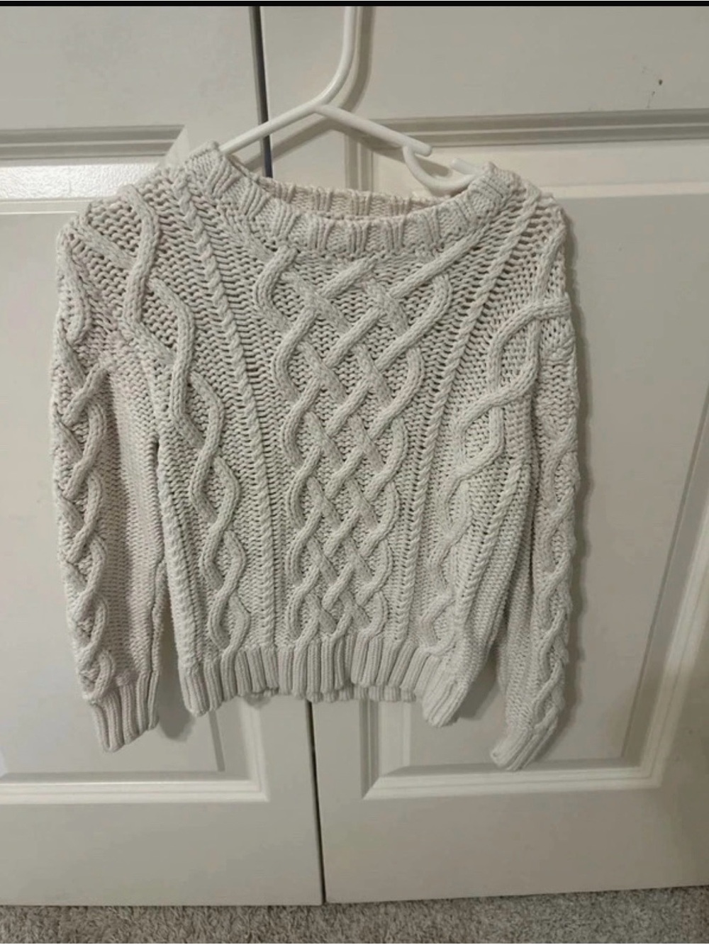 Crewcuts Girls X(4-5) Cream Cable Knit Sweater